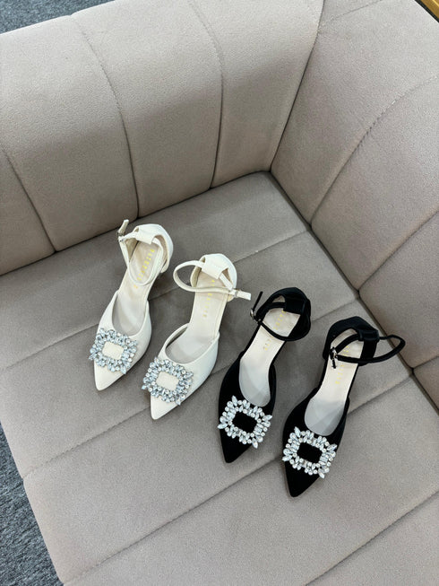 Women Rhinestone Pointed Toe Heel